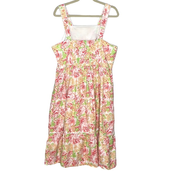 LANZ OF SALZBURG 100% COTTON FLORAL PRINT STRAP MIDI DRESS w / POCKETS SZ 1X - Picture 2 of 10